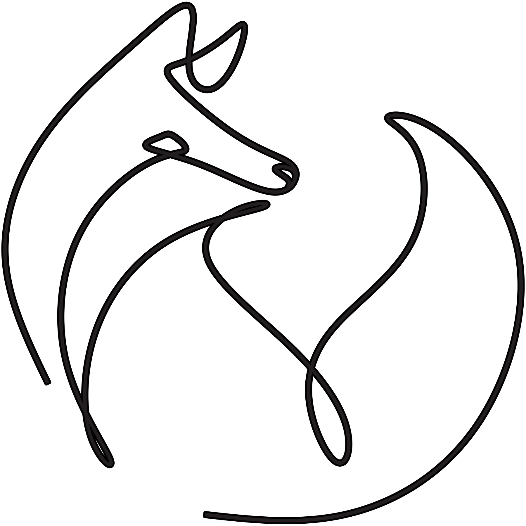 an artistic line drawing of a fox